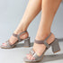 Women's Buckle Detail Square Toe Block Heel Sandals