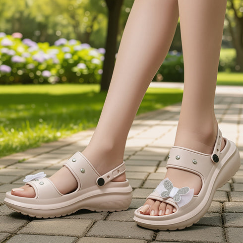 Women's Embellished Bow Slingback Waterproof Sandals