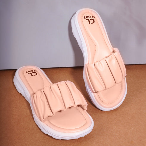 Women's Ruched Strap Comfort Slide Sandals