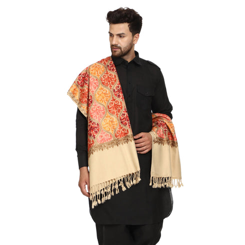 Men's Aari Embroidered Wool Stole