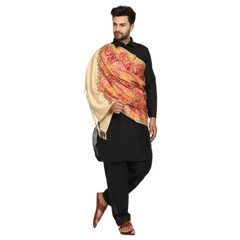 Men's Aari Embroidered Wool Stole