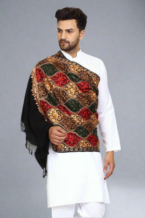 Men's Aari Embroidered Wool Stole