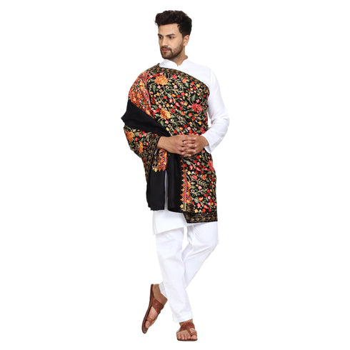 Men's Aari Embroidered Wool Shawl