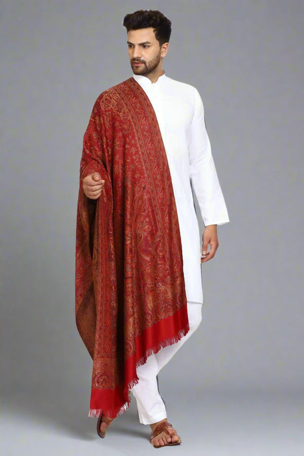 Men's Jamawar Woven Wool Shawl