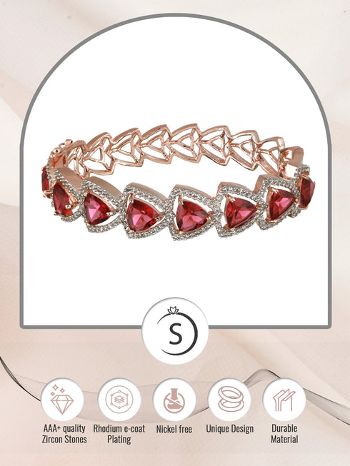 Rose Gold plated Ruby AD designer Handcrafted Bracelet for Women & Girls