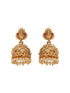 Gold Finish Red Kempo Studded Nagas GoddessLakshi Design Temple Jhumka Earrings
