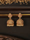Gold Finish Red Kempo Studded Nagas GoddessLakshi Design Temple Jhumka Earrings