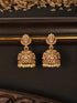 Gold Finish Red Kempo Studded Nagas GoddessLakshi Design Temple Jhumka Earrings