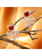 Exquisite Ruby Floral design red earrings Rose gold plated AD studded