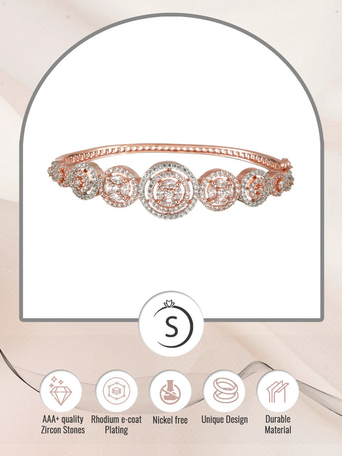 Rose Gold plated AD studded handcrafted Bracelet for Women & Girls