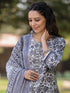 Women Grey Floral Printed Straight Kurta With Afghani Salwar And Printed Dupatta