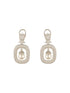 Silver Plated AD Studded Geometric Link Pearl Charm Dangling Earrings