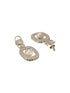 Silver Plated AD Studded Geometric Link Pearl Charm Dangling Earrings