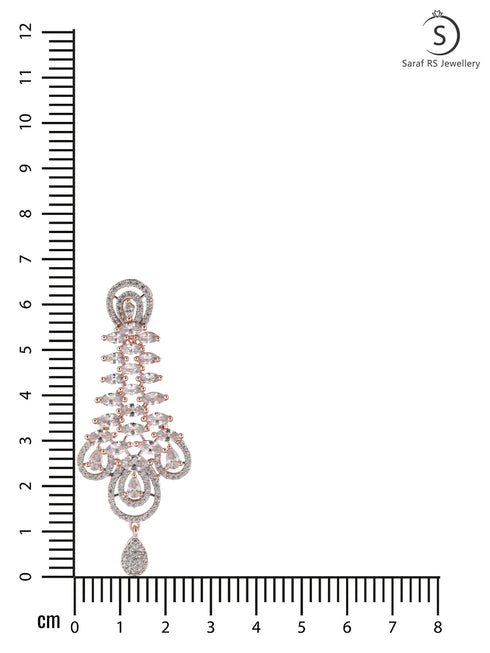 Stunning big diamond earrings for women, rose gold plated