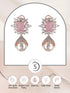 Royal Pink studded pearl drop earrings