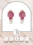 Rose Gold Plated Luxurious Pink AD studded Pearl Drop Earring