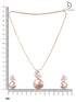 Rose Gold plated AD studded Round Pendant Earrings set chain