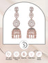 Rose Gold plated Bell shaped AD studded Jhumka Earrings