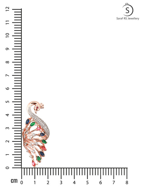 Rose Gold Plated Multi AD studded Peacock Handcrafted Finger Ring