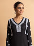 Saba Chikankari Rayon Kurta Set for Women - Black