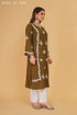 Rayon Chikankari Straight Kurta in Olive Brown