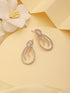 Rose Gold Plated AD Studded Pear Shaped Drop Earrings