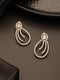 Rose Gold Plated AD Studded Pear Shaped Drop Earrings