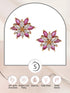 Gold Plated Floral studs Red & White AD encrusted Earrings