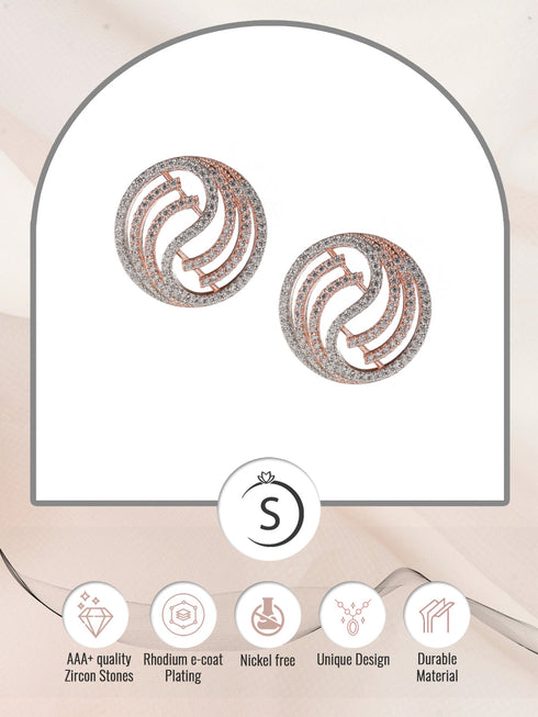Rose Gold plated AD studded Contemporary Stud Earrings
