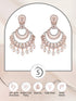 Rose Gold plated Pearl & AD studded Crescent Shaped Chandbali Earrings