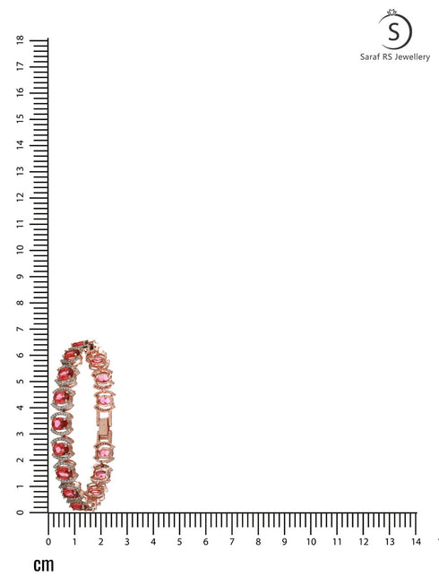 Rose Gold Plated Oval Pink Ruby Ad Studded Handcrafted Tennis Bracelet For Her