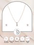 Rose Gold Plated White AD Studded Heart Shaped Pendant Chain and Earrings