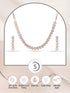 Rose Gold Plated White AD Studded Handcrafted Contemporary Jewellery Set Dropdown Earrings