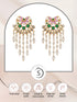 Gold Plated Red & Green AD Studded Crescent Shaped long Pearls Drop Earrings
