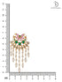 Gold Plated Red & Green AD Studded Crescent Shaped long Pearls Drop Earrings