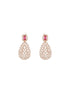 Rose Gold Plated Ruby Red AD Studded Luxe Drop Earrings