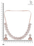 Rose Gold Plated White AD Studded Necklace Jhumka Jewellery Set