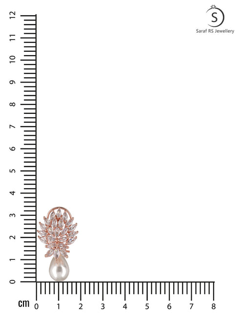 Luxurious Diamond Pearl Drop Earring High Quality White Pearl AD studded