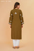 Rayon Chikankari Straight Kurta in Olive Brown