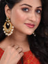 Gold Toned Kundan Studded & Pearl Beaded Designer Circular Earrings