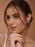 Silver Plated Green Enamelled AD Studded Bali Hoop earrings