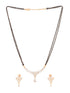 Gold Plated Black & White AD Studded & Beaded Mangalsutra Earrings
