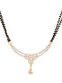 Gold Plated Black & White AD Studded & Beaded Mangalsutra Earrings
