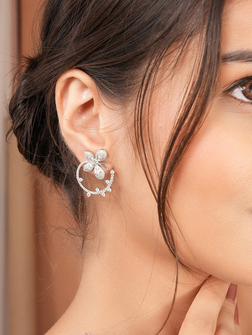925 Sterling Silver Butterfly Circular Studds Earrings
