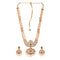 Gold Plated Green stone studded Pearl beaded Handcrafted Temple Jewellerey Set