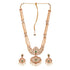 Gold Plated Green stone studded Pearl beaded Handcrafted Temple Jewellerey Set