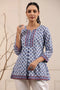 Women Blue Ethnic Motifs Print A-line Straight Silhouette Kurti
