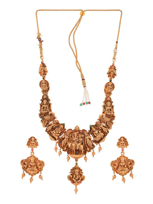 Gold Plated Exquisite Design Shiv Parivar Temple Jewellery Set