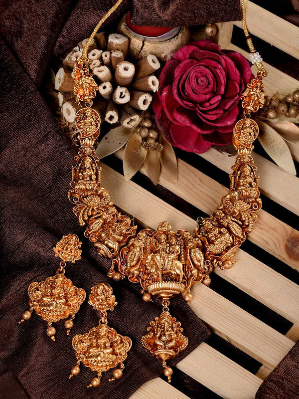 Gold Plated Exquisite Design Shiv Parivar Temple Jewellery Set