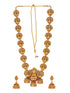 Gold Plated Exquisite Lakshmi Design Haram Temple Jewellery Set Jhumki Earrings
